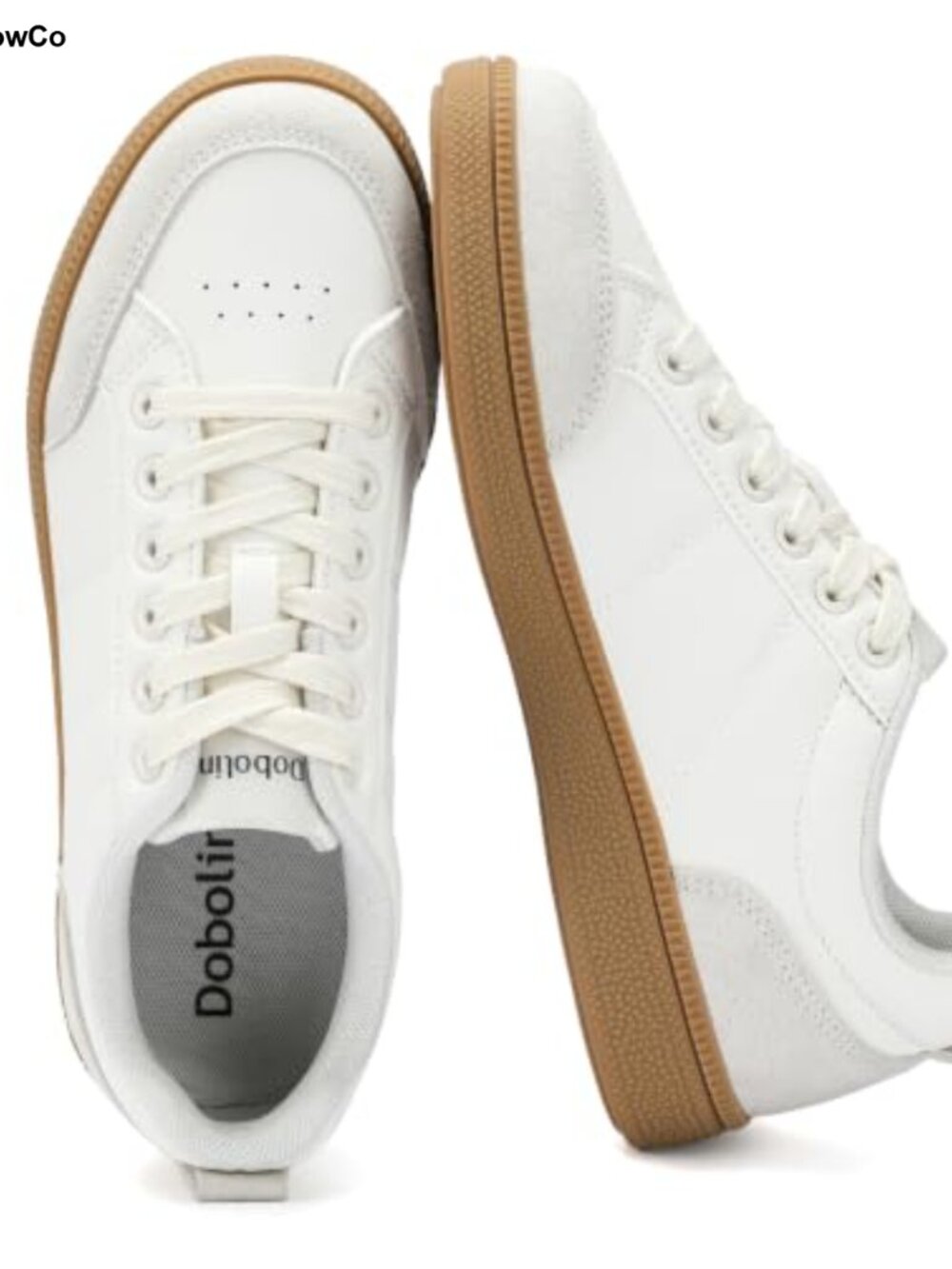 Faux Leather Suede Women's Fashion Sneakers Lace Up Walking Shoes